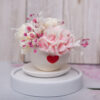 Bouquet exclusivité tasse coeur rouge, bougie, fleurs, cire de soja, Caen, bougie, la bougie caennaise, normandie
